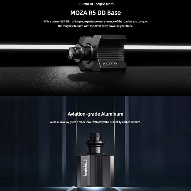 MOZA R5 Truck Driving Simulator Bundle Wheel Base + Truck Wheel + Pedals + Clamp