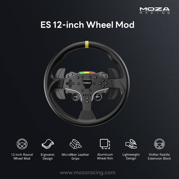 MOZA ES Wheel 12 Inch Round Wheel Mod Leather Grip