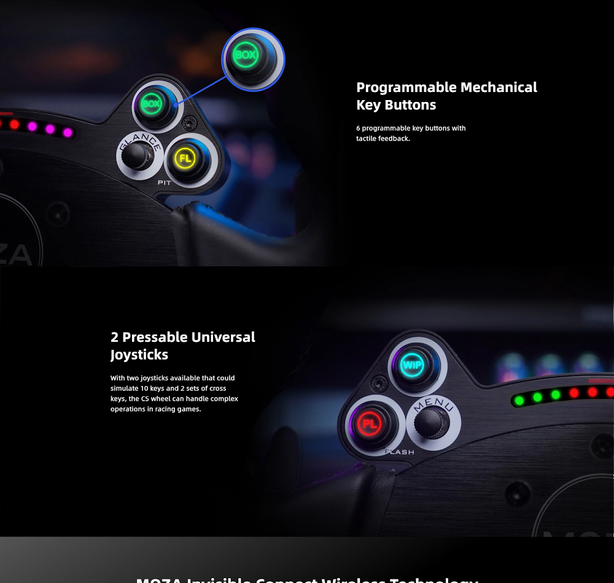 MOZA CS V2P Steering Wheel Aluminum Racing Wheel with RGB Lights