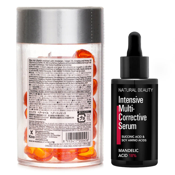 Ellips Hair Vitamin Oil - Hair Vitality 50capsules X1ml X Natural Beauty Intensive Multi-corrective Serum - Mandelic Acid 18% (exp Date: 12/2025)