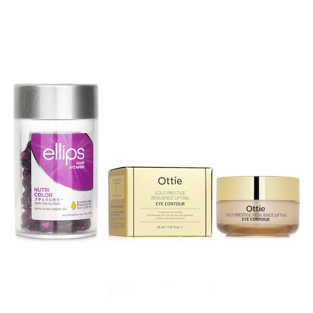 Ellips Hair Vitamin Oil -  Nutri Color 50capsules X1ml X Ottie Gold Prestige Resilience Lifting Eye Contour 30ml - 2pcs