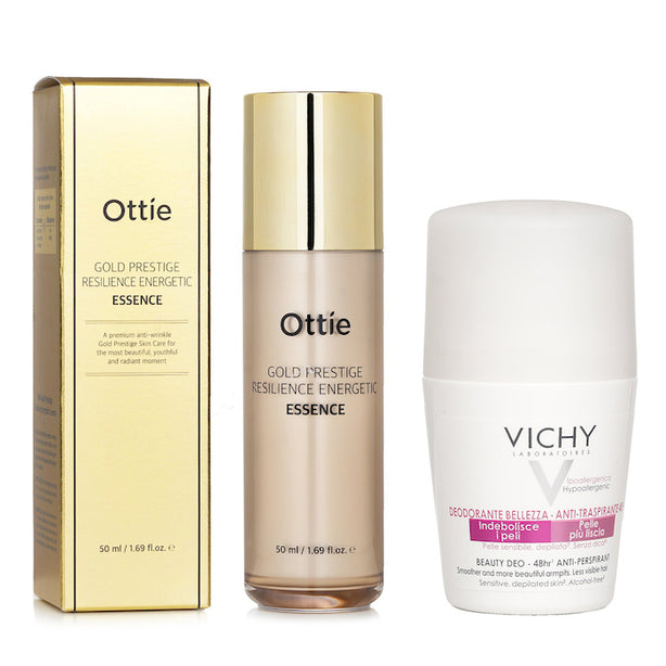 Vichy Beauty Deo Anti-perspirant 48hr Roll-on (for Sensitive Skin) 50ml X Ottie Gold Prestige Resilience Energetic Essence 50ml - 2pcs