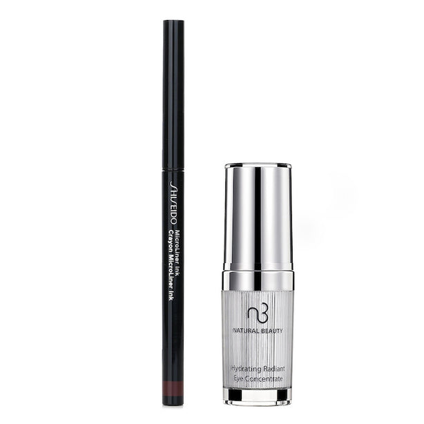 Shiseido Microliner Ink Eyeliner - # 03 Plum 0.08g X Natural Beauty Hydrating Radiant Eye Concentrate (exp Date: 02/2026) 15ml - 2pcs