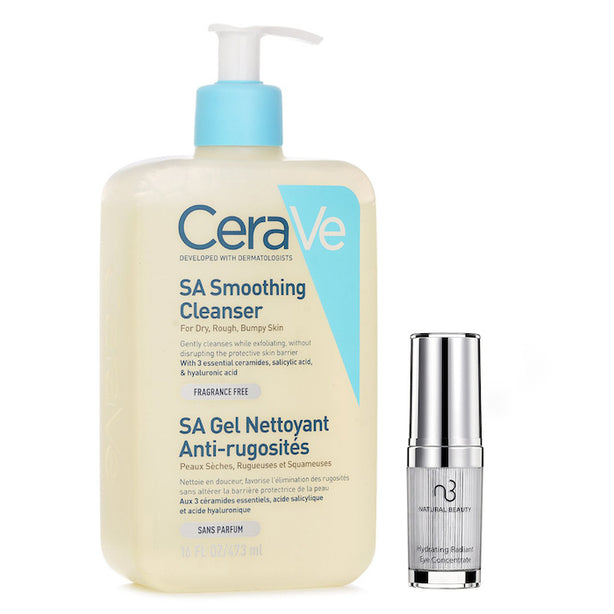 Cerave Sa Smoothing Cleanser (random Packaging) 473ml X Natural Beauty Hydrating Radiant Eye Concentrate (exp Date: 02/2026) 15ml - 2pcs