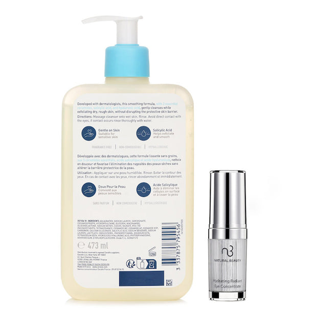 Cerave Sa Smoothing Cleanser (random Packaging) 473ml X Natural Beauty Hydrating Radiant Eye Concentrate (exp Date: 02/2026) 15ml - 2pcs
