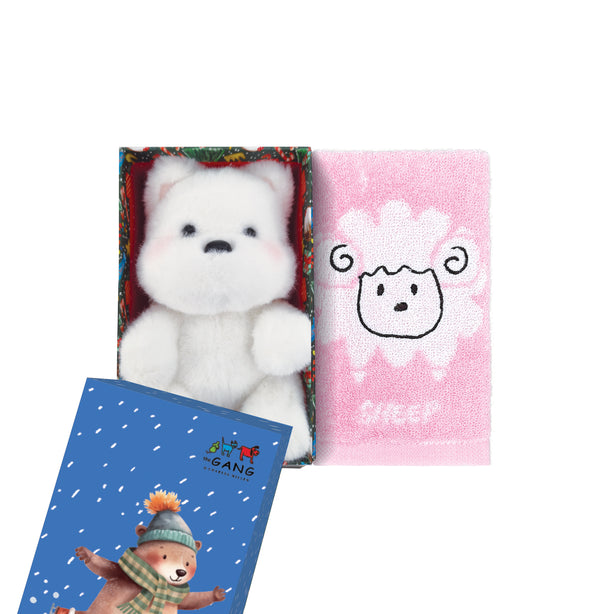 The Gang The Rangers Series The Mobz Premium Cotton Bath Linen X'mas Gift Set, 1 Piece Junior Hand Towel With 1 Piece Animal Plush