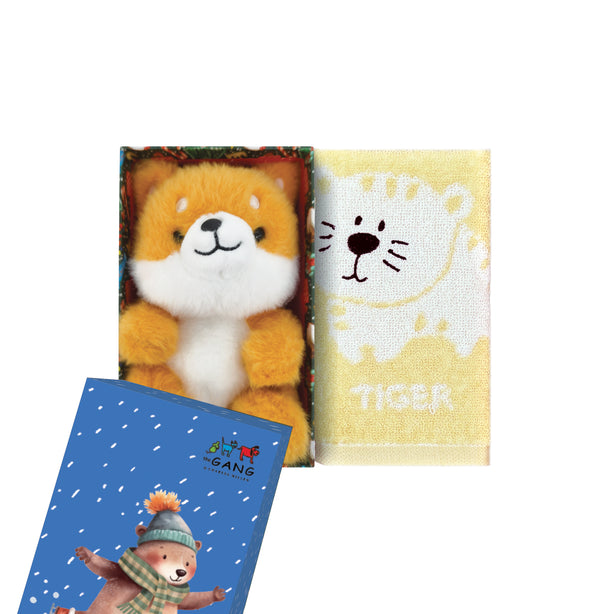 The Gang The Rangers Series The Mobz Premium Cotton Bath Linen X'mas Gift Set, 1 Piece Junior Hand Towel With 1 Piece Animal Plush
