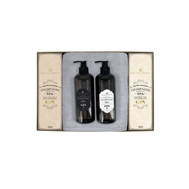 Charles Millen Signature Collection Rebliss Loft Sports Bath Towel With Tipsy Shower Gel and Shampoo Gift Set,CM25-X46, Alley Grey + Gin