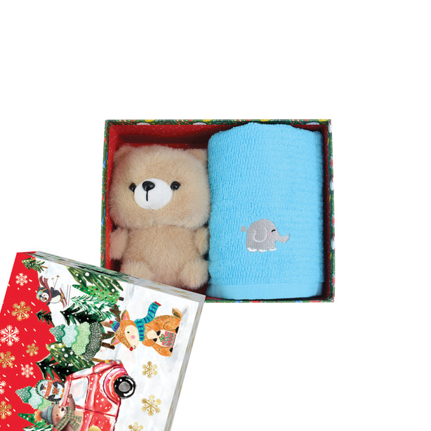 The Gang The Rangers Series The Ruffz Premium Cotton Bath Linen X'mas Gift Set, 1 Piece Sports Bath Towel With 1 Piece Animal Plush