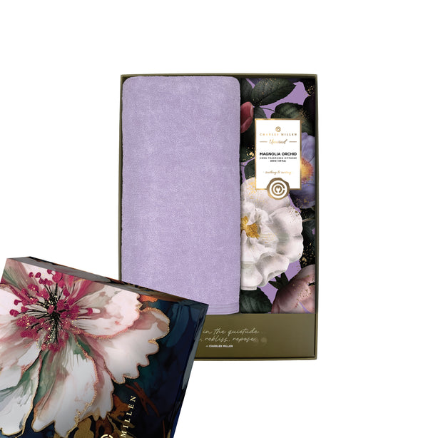 Charles Millen Signature Collection Repose Loft Sports Bath Towel With Unwind Diffuser Gift Set,CM25-X48, Lavender + Magonlia Orchid