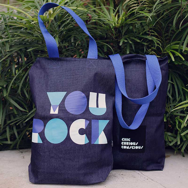 You Rock Denim Tote Bag