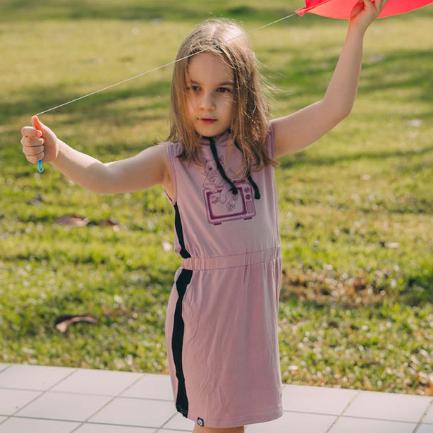 Purrcast! Hoodie Kids Pink Dress