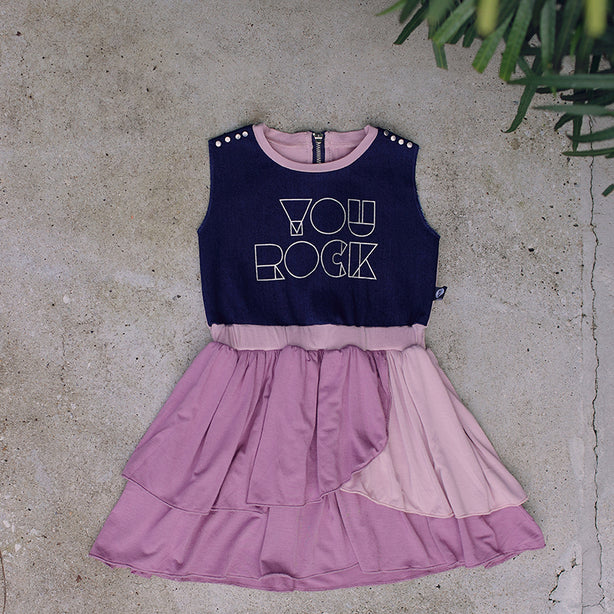 You Rock Pink Denim Kids Dress