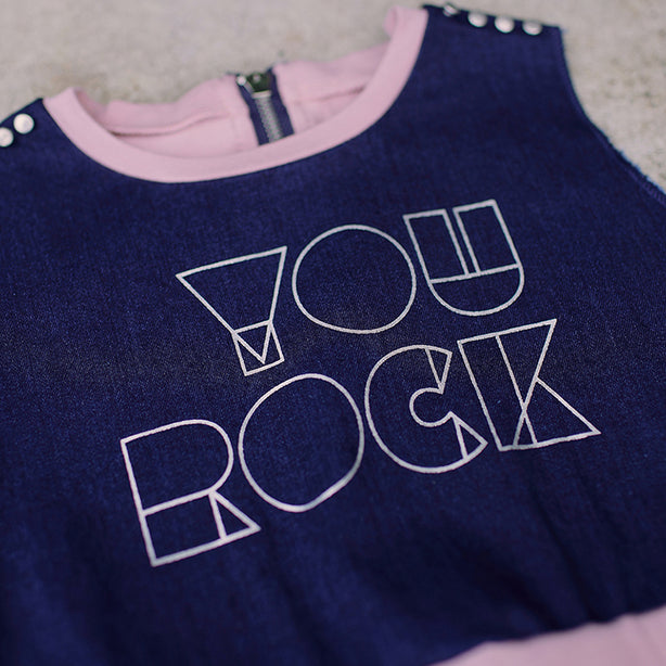 You Rock Pink Denim Kids Dress