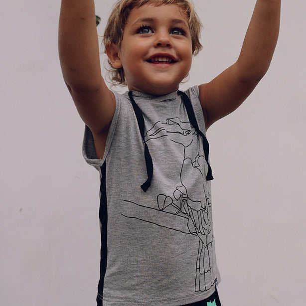 Hornbill Hoodie Kids Sleeveless Top