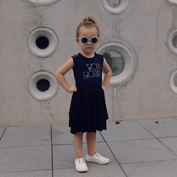 You Rock Black Denim Kids Dress