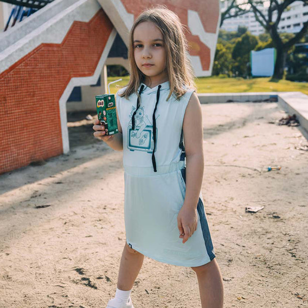 Purrcast! Hoodie Kids Mint Dress