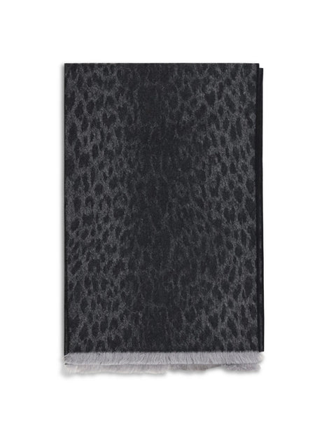 Gucci Leopard-print wool Scarf with monogram - Flanner/Black