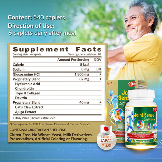 AFC Joint Sensei Supreme Glucosamine HCL Chondroitin for Shoulder Knee & Back Pain