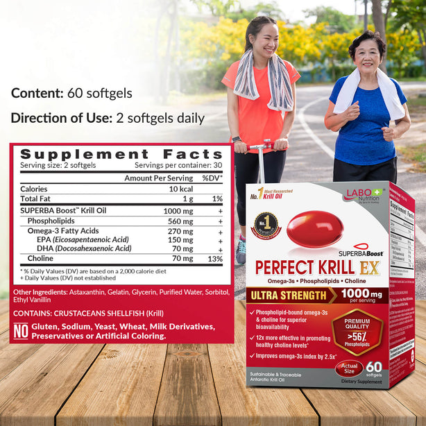 LABO Nutrition Perfect Krill EX Omega 3 Phospholipid Support Brain Heart Joints