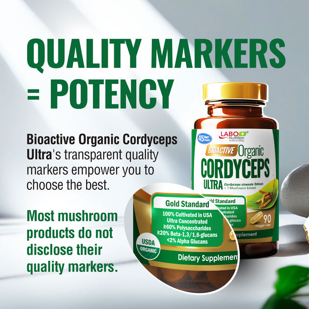 LABO Nutrition Bioactive Organic Cordyceps Ultra for Respiratory & Immune Health