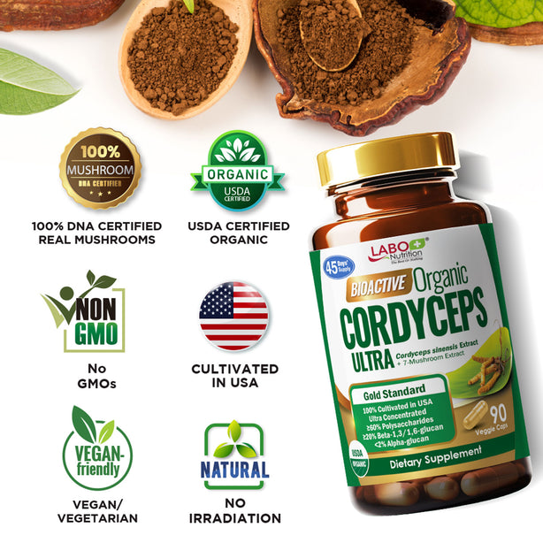 LABO Nutrition Bioactive Organic Cordyceps Ultra for Respiratory & Immune Health