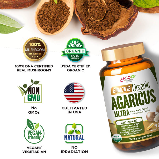 LABO Nutrition Bioactive Organic Lingzhi for Immunity Calm Energy Sleep Support