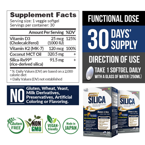 LABO Nutrition Bioactive Silica - Increase Bone Density for Stronger Bones