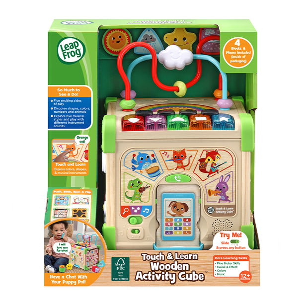 LeapFrog Touch and Learn Wooden Activity Cube | Baby Toy | Early Learning Toy | Wooden Toy