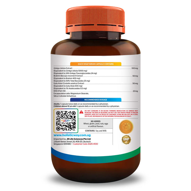 Holistic Way Premium Brain Food Ginkgo DHA (60 Vegetarian Capsules)