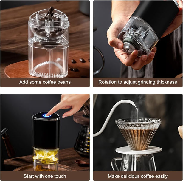 StitchesandTweed Portable Electric Rechargeable Coffee Grinder