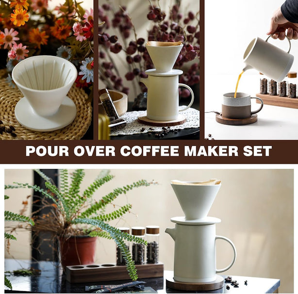 StitchesandTweed Pour Over Coffee Maker Set Vintage Ceramic