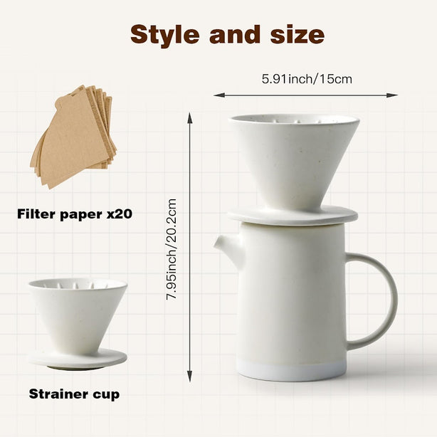 StitchesandTweed Pour Over Coffee Maker Set Vintage Ceramic