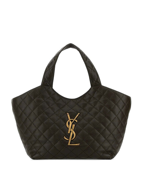 Saint Laurent Icare Medium Quilted Lambskin Tote Bags - Light Musk