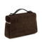 Slim Suede Top Handle Bag - Dark Cocoa