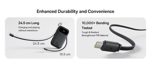 OS-Baseus EnerFill FC31 Digital Display Power Bank with 2 Built-in USB-C Cables 20000mAh 45W Nebula Purple