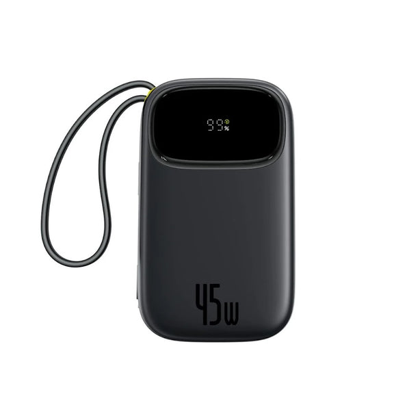 OS-Baseus EnerFill FC31 Digital Display Power Bank with 2 Built-in USB-C Cables 20000mAh 45W Cosmic Black