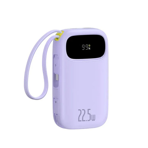 OS-Baseus EnerFill FC31 Qpow 3 Digital Display Power Bank with USB-C+iP Cables 20000mAh 45W Nebula Purple