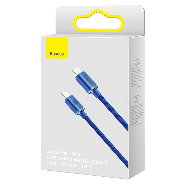 Baseus Crystal Shine Series Fast Charging Data Cable Type-C to Type-C 100W 1.2m Blue