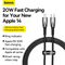 Baseus Glimmer Series Fast Charging Data Cable USB to iP 2.4A 2m Black