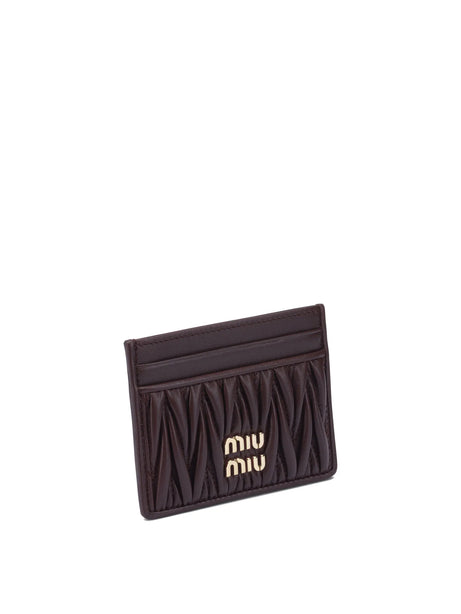 Miu Miu Matelassé nappa leather card holders - Bordeaux