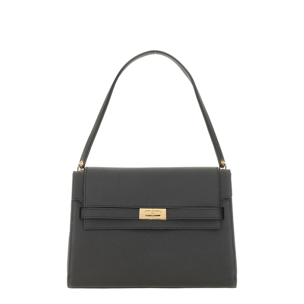 Lee Radziwill Large Pebbled Leather Shoulder Bag - Black