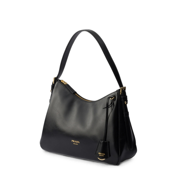 Large Calfskin Shoulder Bag - Black