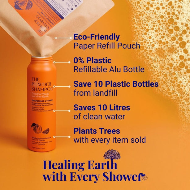 The Powder Shampoo - Strengthening & Soothing Shampoo  (Thyme & Grapefruit) 70g