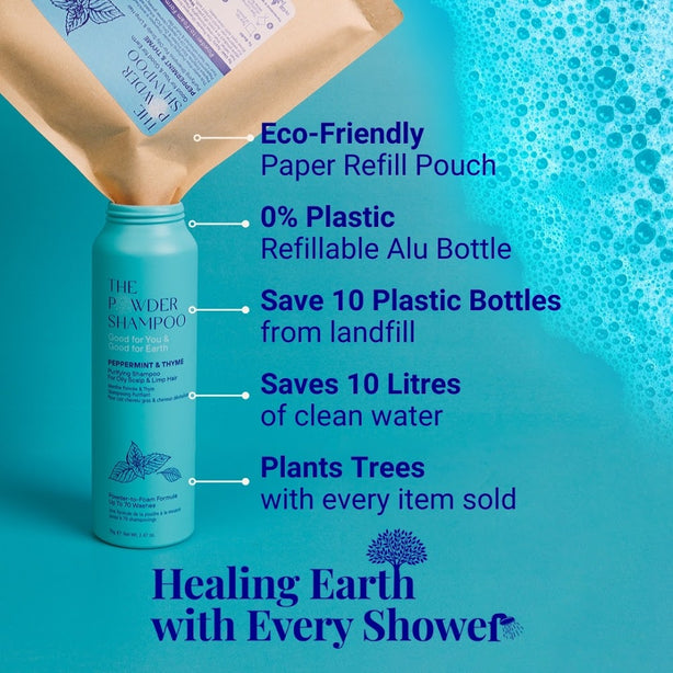 The Powder Shampoo - Purifying & Regulating Shampoo  (Thyme & Peppermint) 70g