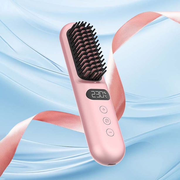 SATOSHI Compact Anti-frizz Heated Comb Fast Heating Cordless Ionic Hair Straightening Brush Gift