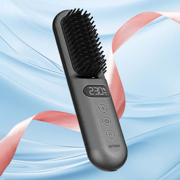 SATOSHI Compact Anti-frizz Heated Comb Fast Heating Cordless Ionic Hair Straightening Brush Gift