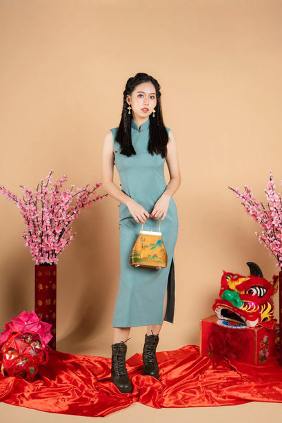 CNY Turquoise/Black Dress