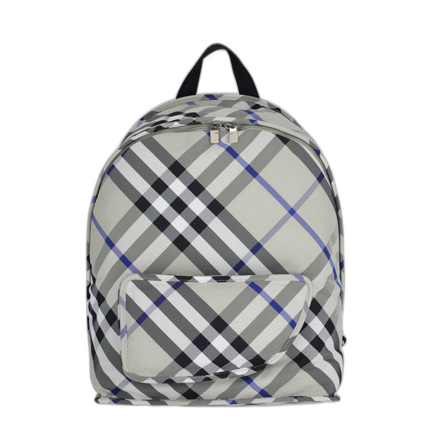 Shield Check Pattern Nylon Backpack - Khaki