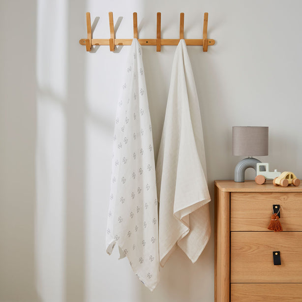 KIKI & SEBBY®  Bamboo Cotton Muslin Swaddle Blankets – 2 pack
